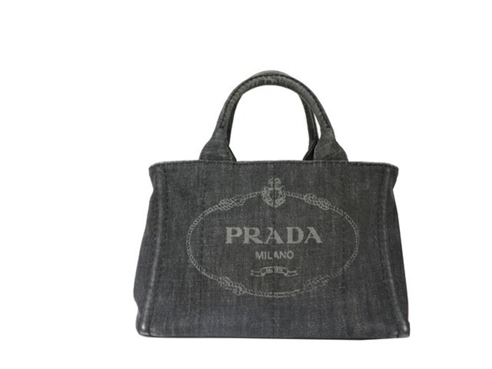 Prada Bag Canapa Handbag Denim Gray